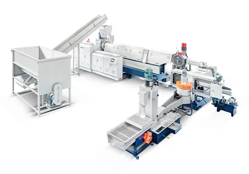 hopper feeding plastic granulator